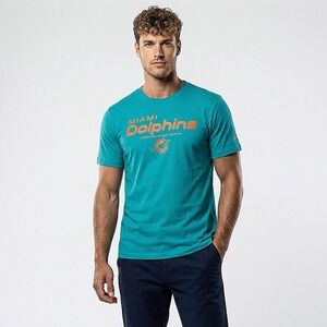 Nike Dri-FIT Miami Dolphins NFL On Field Apparel Aqua Teal T-Shirt Mens L *Flaw*